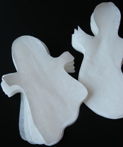 How to Make Paper Ghost Garlands for Halloween (cut ghosts) by Cindy Hopper for Alphamom.com