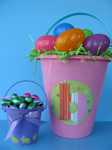 pink and purple Easter pails