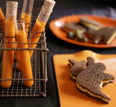 Test Tube Tomato Soup and Ghost Sammies