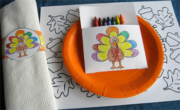 Thanksgiving Coloring Crafts for the Kids' Table