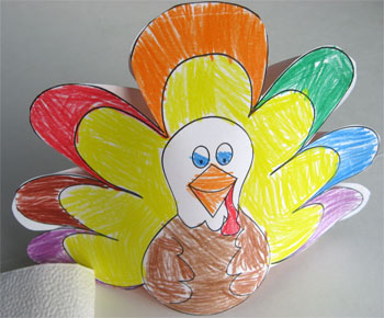 colored paper turkey kids craft for Thanksgiving