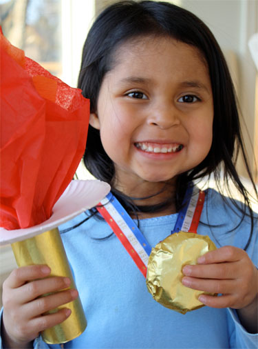 Olympic torch and Gold Medal cookie crafts 