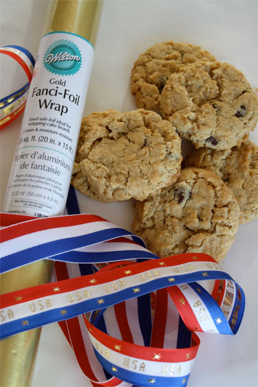 Supplies for making Olympic medal cookies 