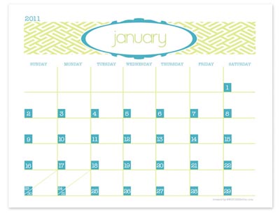 Monthly Calendar Print  on 2011 Printable Monthly Calendar