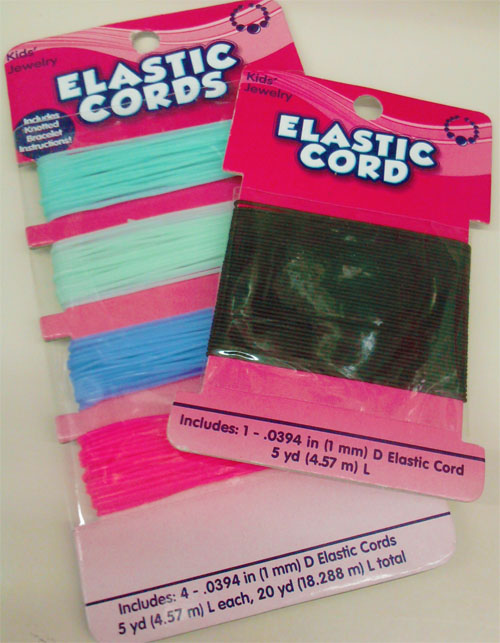package of elastic cord (supplies for safety pin bracelets)