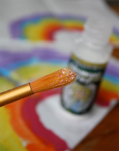 glitter dust on paintbrush