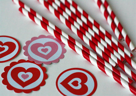 valentine straw and cupcake toppers