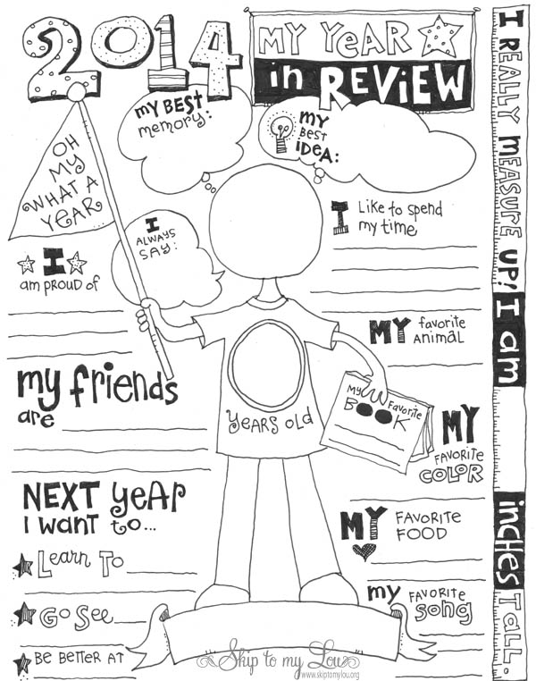 Free Kid s Year In Review Printable Coloring Page Skip To My Lou