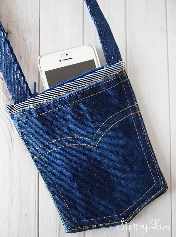 denim diy bags cross bag jeans patterns sew tote purse sewing pouch recycled pocket crafts pockets jean skiptomylou purses simple