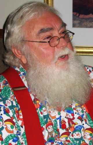 Close up with Santa reading "Twas The Night Before Christmas" at the Breakfast with Santa. -Skip To My Lou