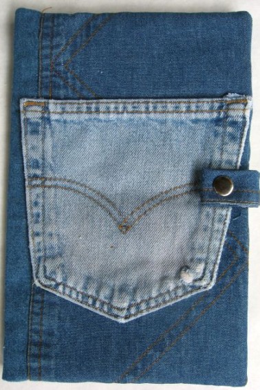 denim drawing pad pencil holder with pocket on front