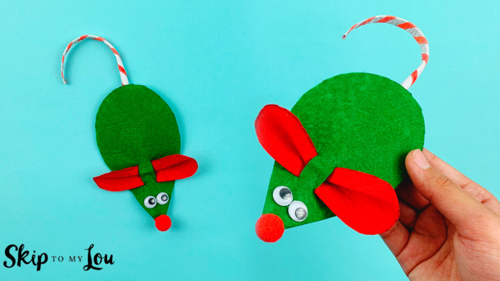 Felt mice made with a template from Skip to My Lou.