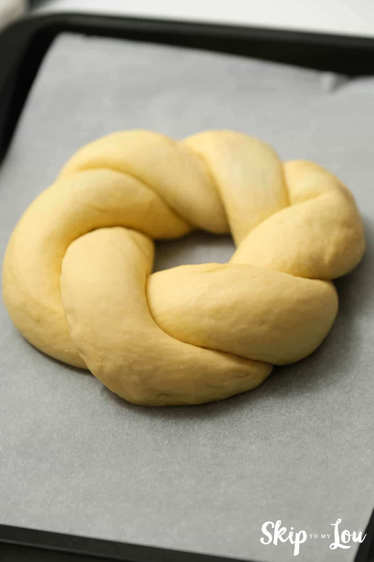 rope of dough made for King Cake