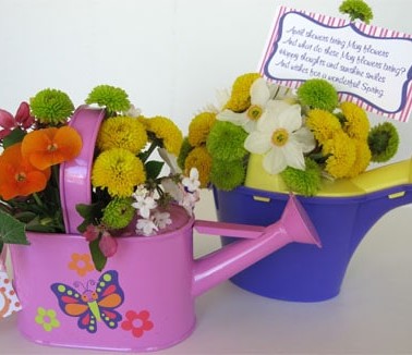 may day watering can with poem