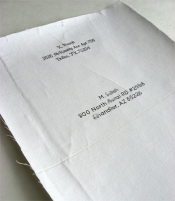 Print name and address on printable fabric