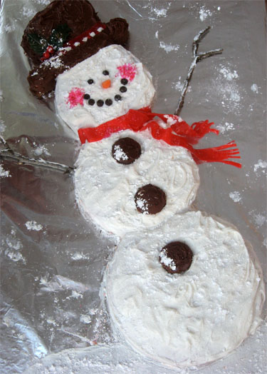 Breakfast with Santa Snowman Cake