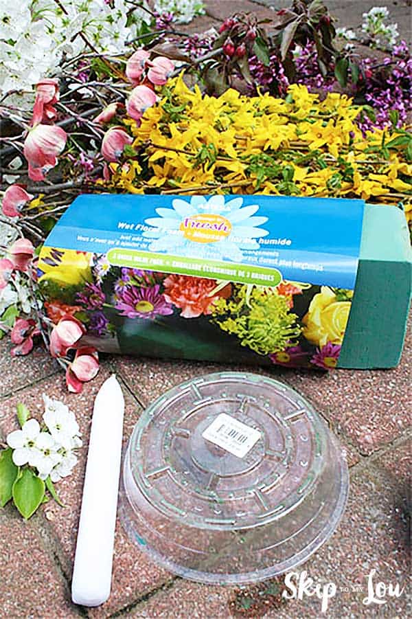 flower arrangement supplies floral foam flowers plastic container candle