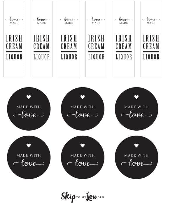printable irish cream gift tags