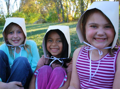 Have fun wearing the bonnet like the pilgrims did.