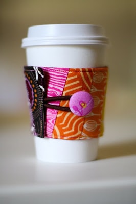 fabric coffee sleeve on a cup