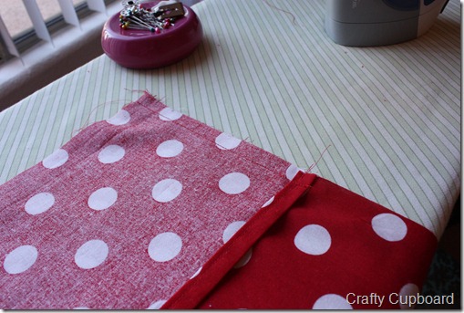 012 repeat with the other hemmed piece on the opposite end of the long polka-dot piece