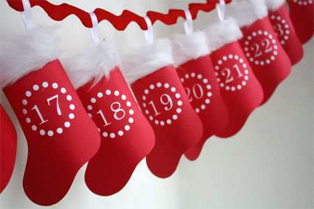 Hanging paper advent stocking calendar