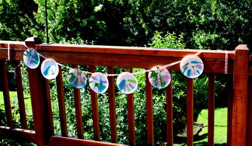 spin art made into bunting haning