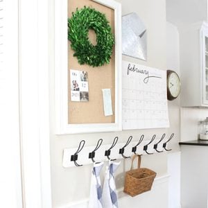 pretty command center with bulletin board and hooks