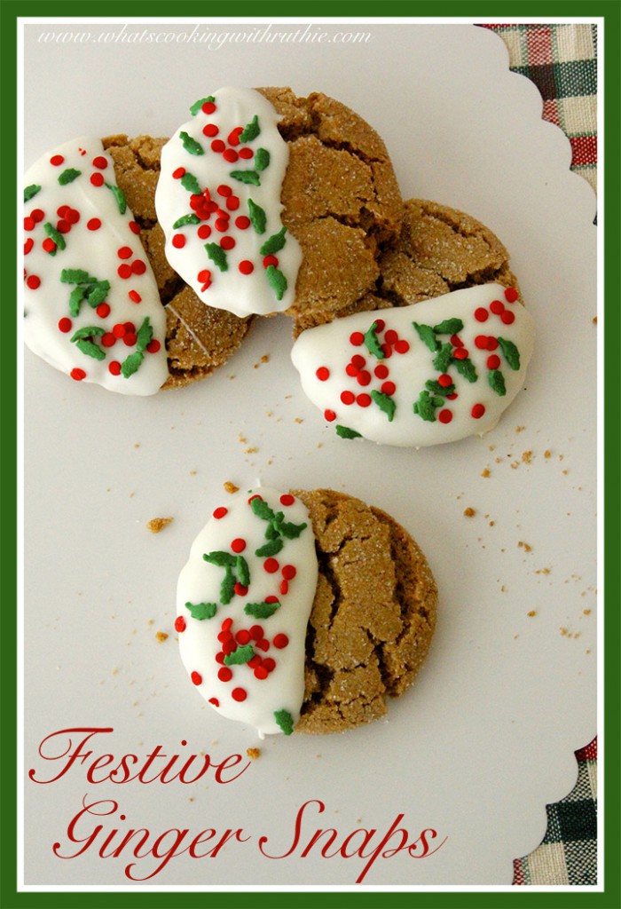 Festive Ginger Snaps by whatscookingwithruthie.com