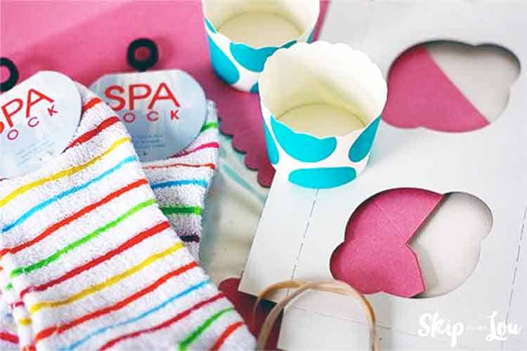 bakery box, cupcake insert, fuzzy socks, straight sided baking cup