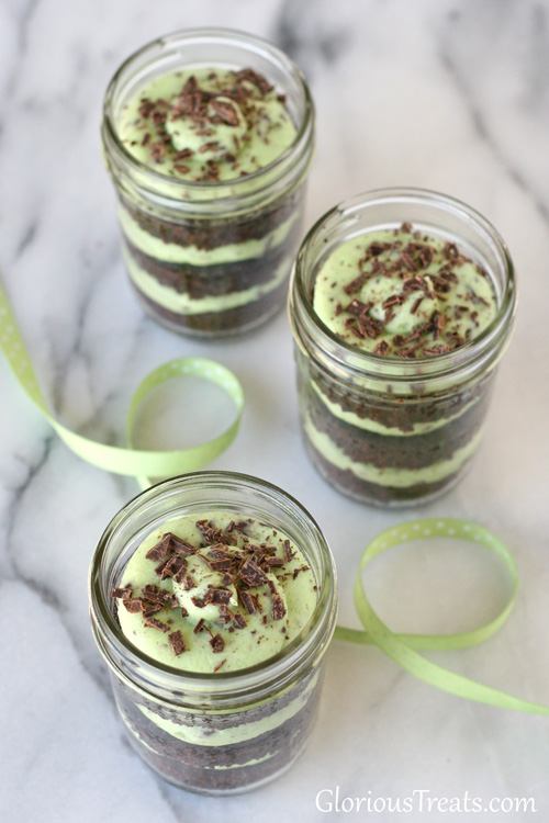 Mint Chip Cupcakes in a Jar