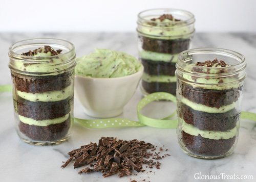 Mint Chip Cupcakes in a Jar