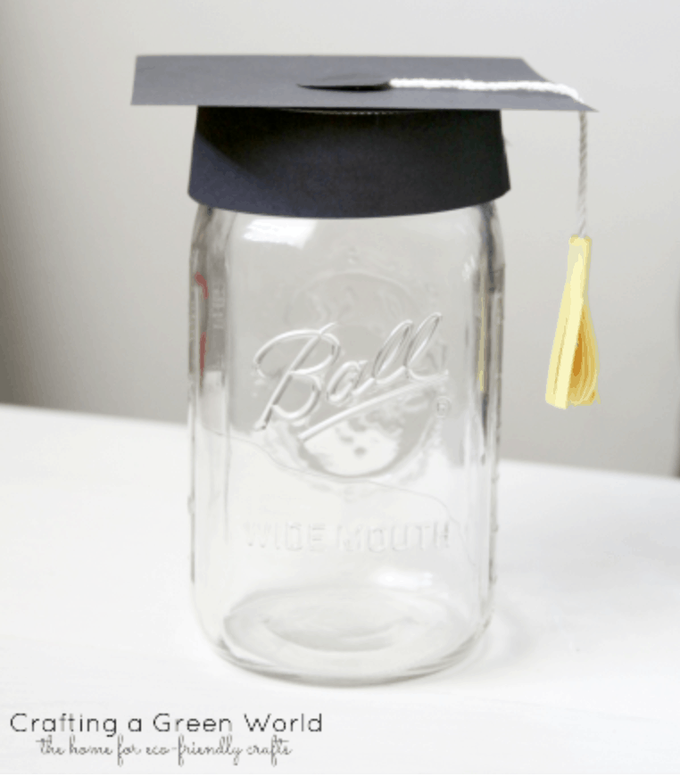 mason jar with graduation cap