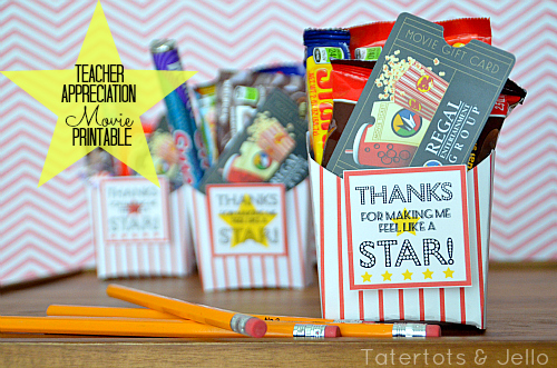 movie teacher appreciation gift idea cute way to give movie gift card in striped box filled with candy says thank you for making me a star