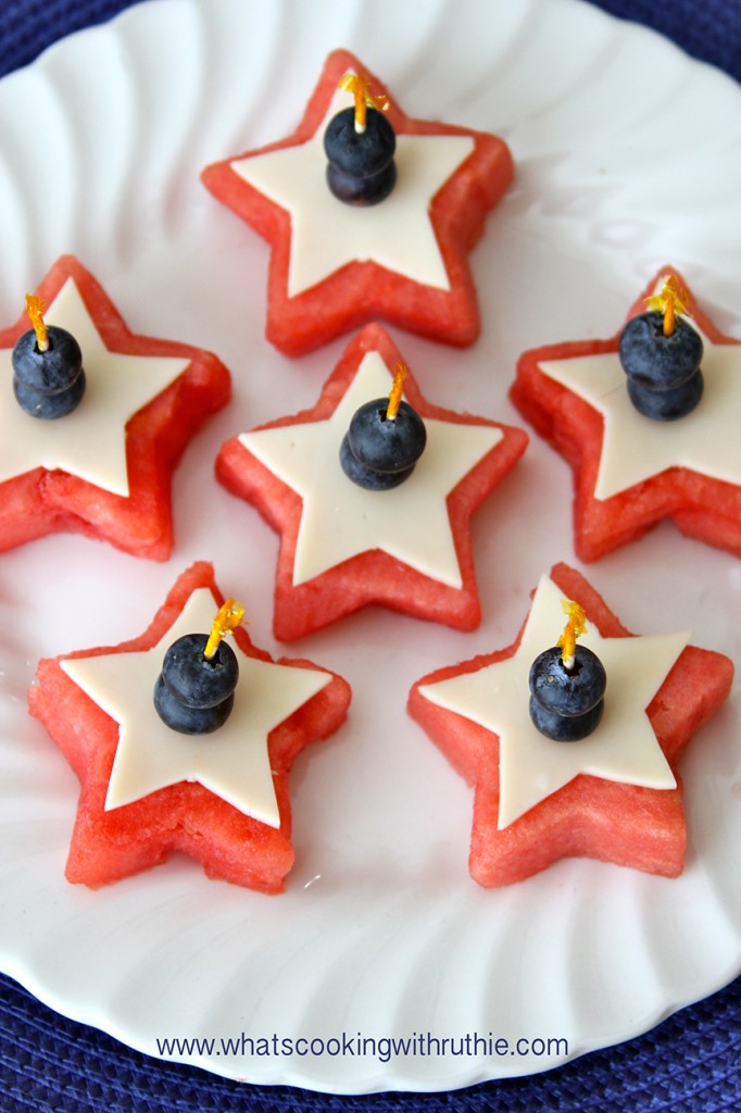 Watermelon Stars Appetizer by www.whatscookingwithruthie.com 