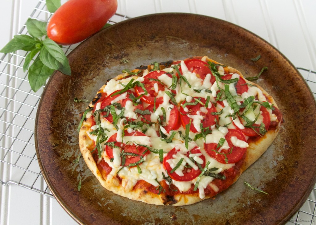 Margherita Naan Bread Pizza by www.whatscookingwithruthie.com