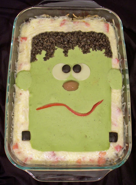 Halloween Recipe - Frankenstein Taco Dip halloween taco dip recipe
