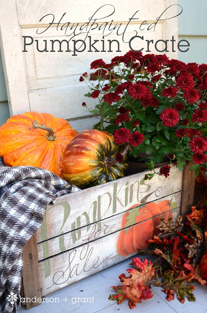 handpainted pumpkin crate vertical title painted pumpkin crate, fall project