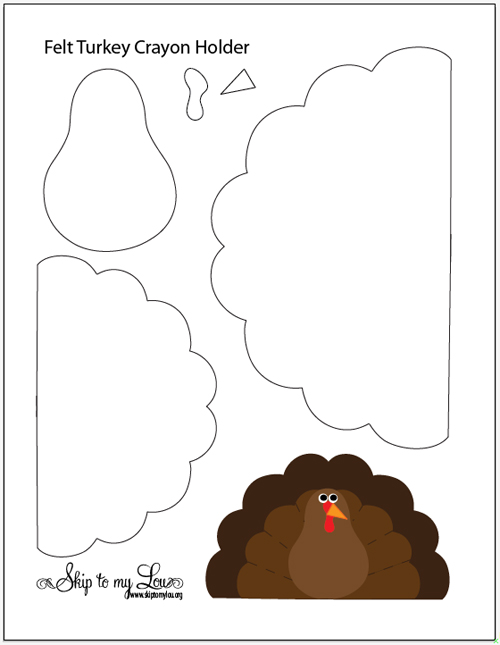 Felt turkey crayon holder template