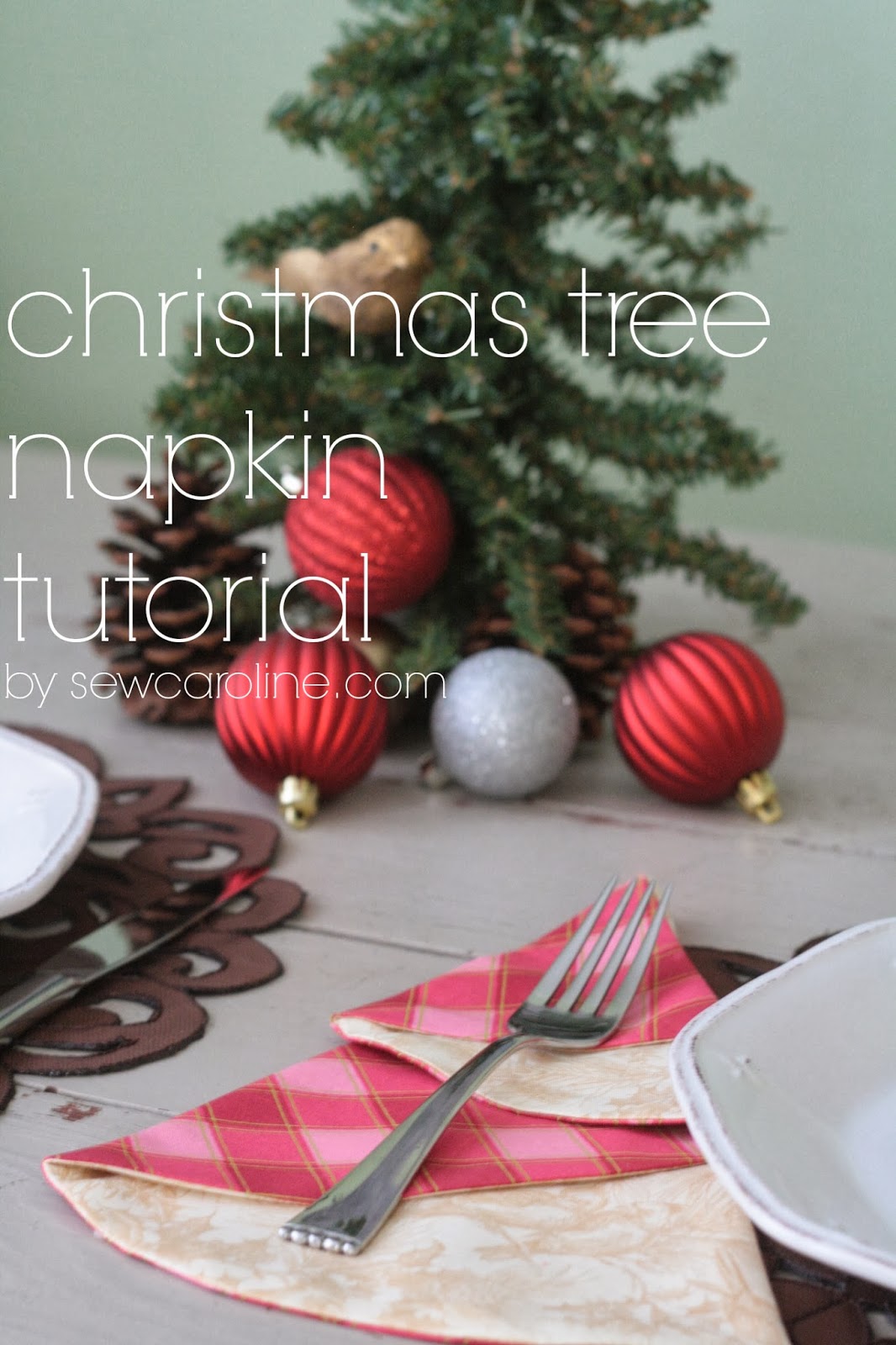 Christmas Tree Napkin Tutorial by Sew Caroline | Skip To My Lou