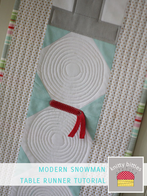 Modern Snowman Table Runner by Knitty Bitties for Bake, Craft, Sew-Along