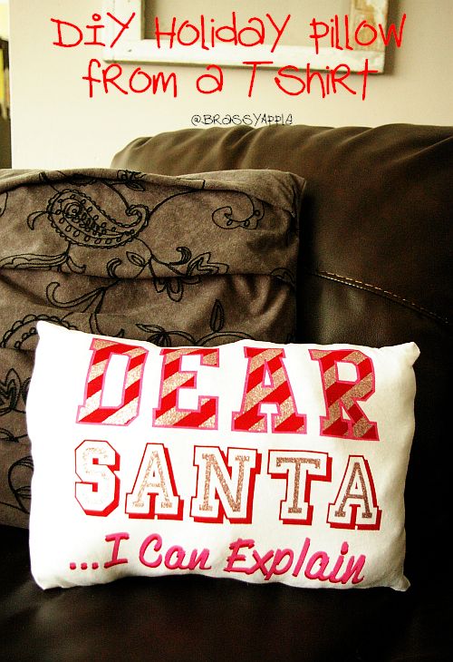 holiday pillow refashion from tshirt