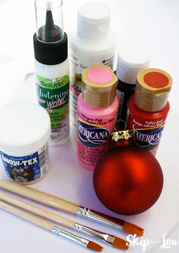 paint glass ball paint brushes supplies painted santa ornament