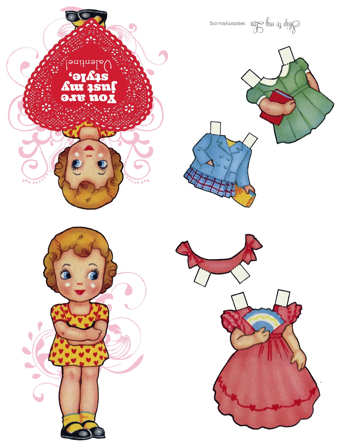 paper doll valentine printable