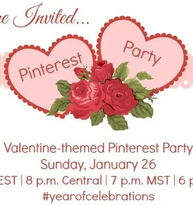 You're invited to a Valentine-themed pinterest party on january 26