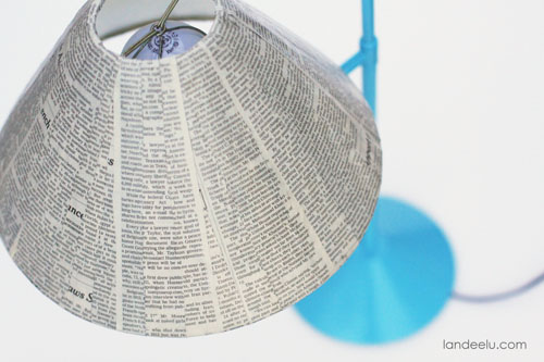 Newspaper Lampshade using Mod Podge