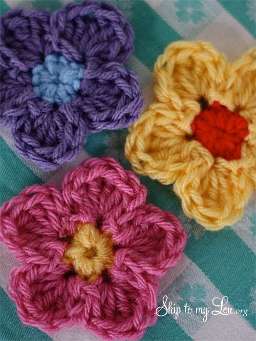 colorful simple crochet flowers