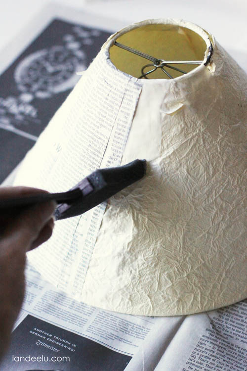 lampshade newspaper modpodge
