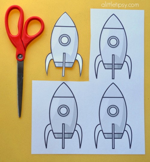 scissors and cut out rocket
