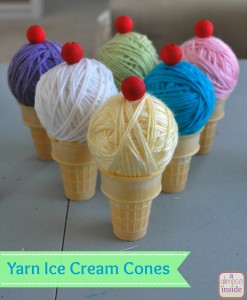 yarn ice cream cones- labeled